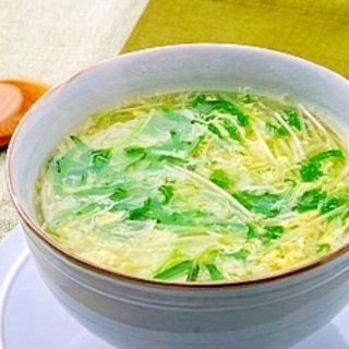 空心菜の新芽のかき玉スープ